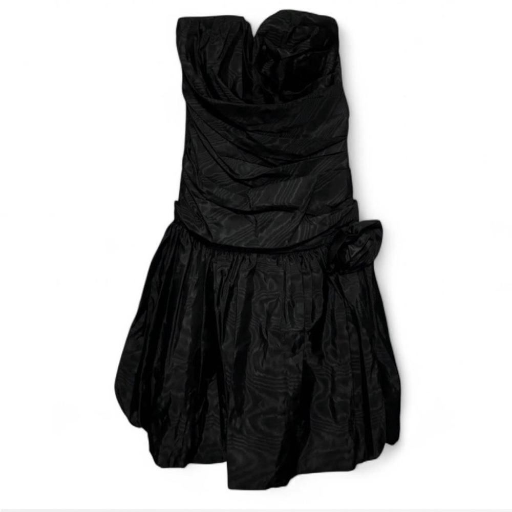 Laura Winston Vintage Ruched Black Strapless Mini Dress